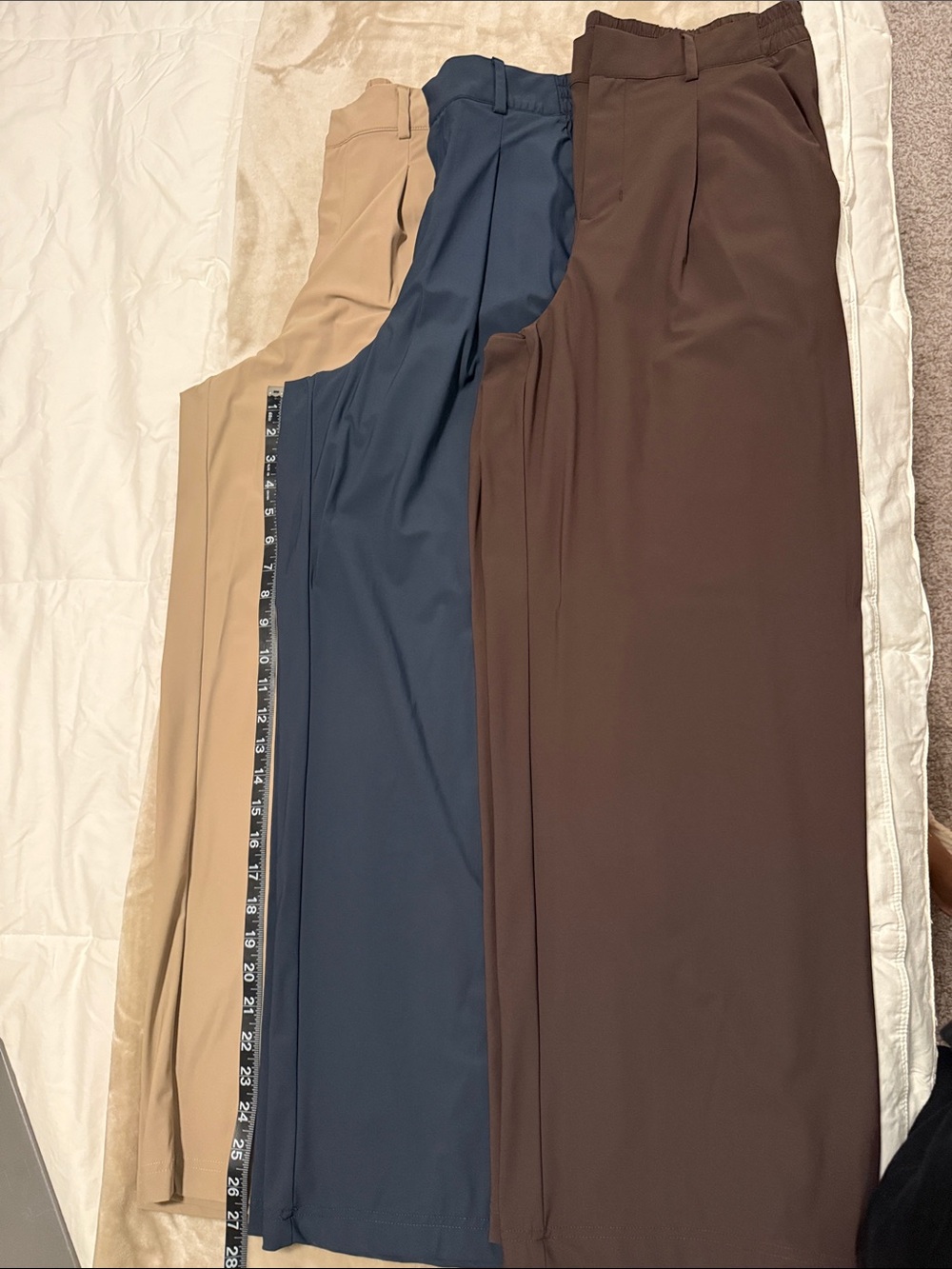 Old Navy Women's Dress Trousers Trio in Tan, Blue, and Brown